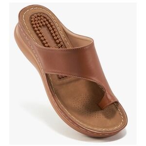 NWOT Aomigoct 42 (9.5) Brown Orthopedic‎ Wedge Slip On Split Toe Soft Cushioned